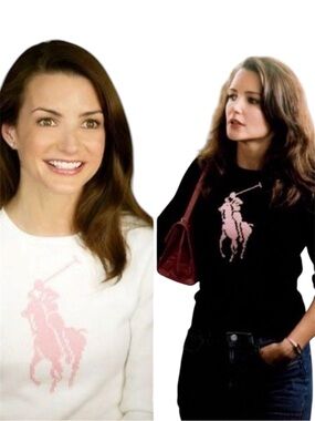 Polo Ralph Lauren Pink Pony Hoodie M White Fleece Big Pony Logo Y2K Sweatshirt